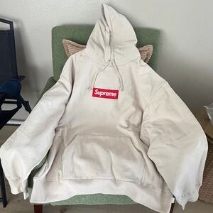 Supreme Red Logo on Cream Fabric